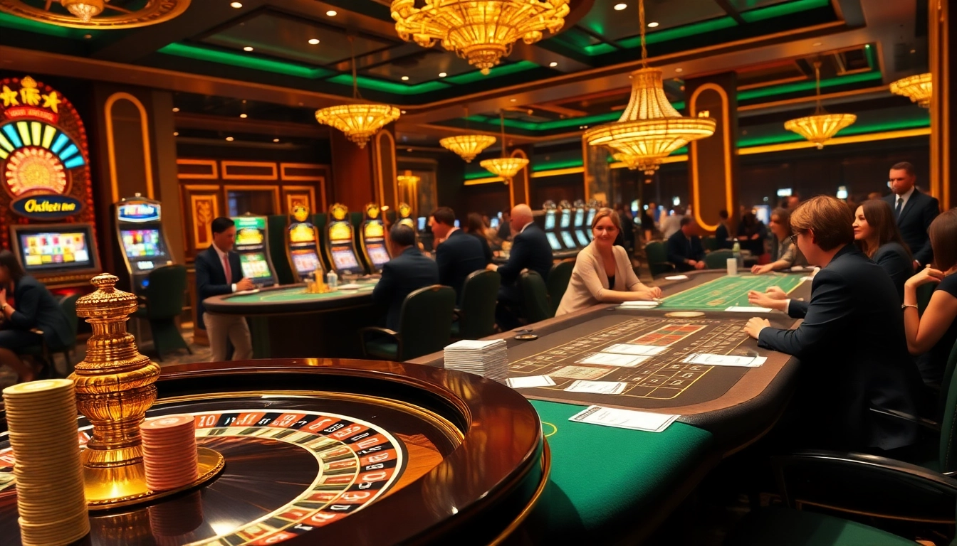 Experience the thrill of gaming at OXBET me, featuring roulette tables and vibrant slot machines.